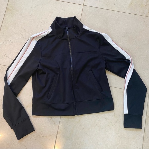 AERO Aeropostale Zip Up Crop Bomber Light Jacket Black Size L - Picture 4 of 5